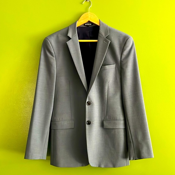 EXPRESS extra slim Dusty Blue modern tech SUIT - Picture 11 of 12